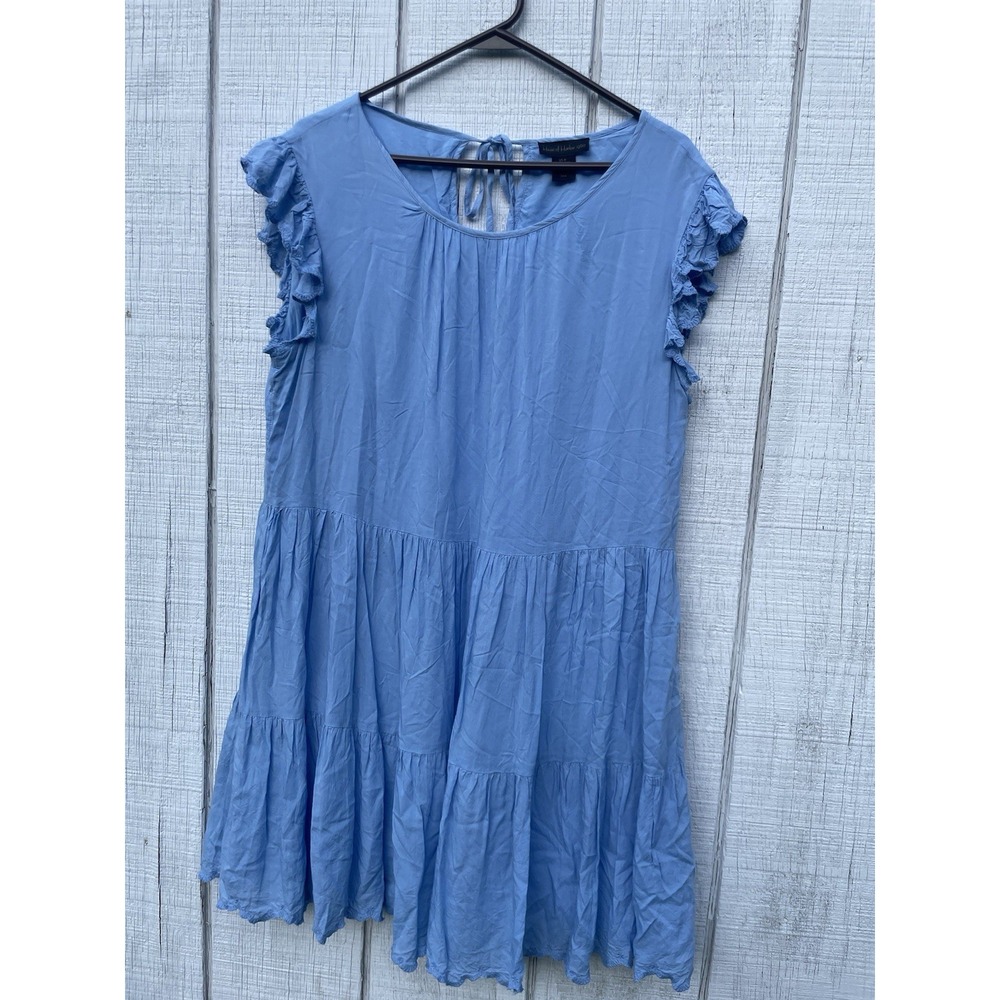 House Of Harlow Solid Blue Medium Shortsleeved Summer Knee Length Dress